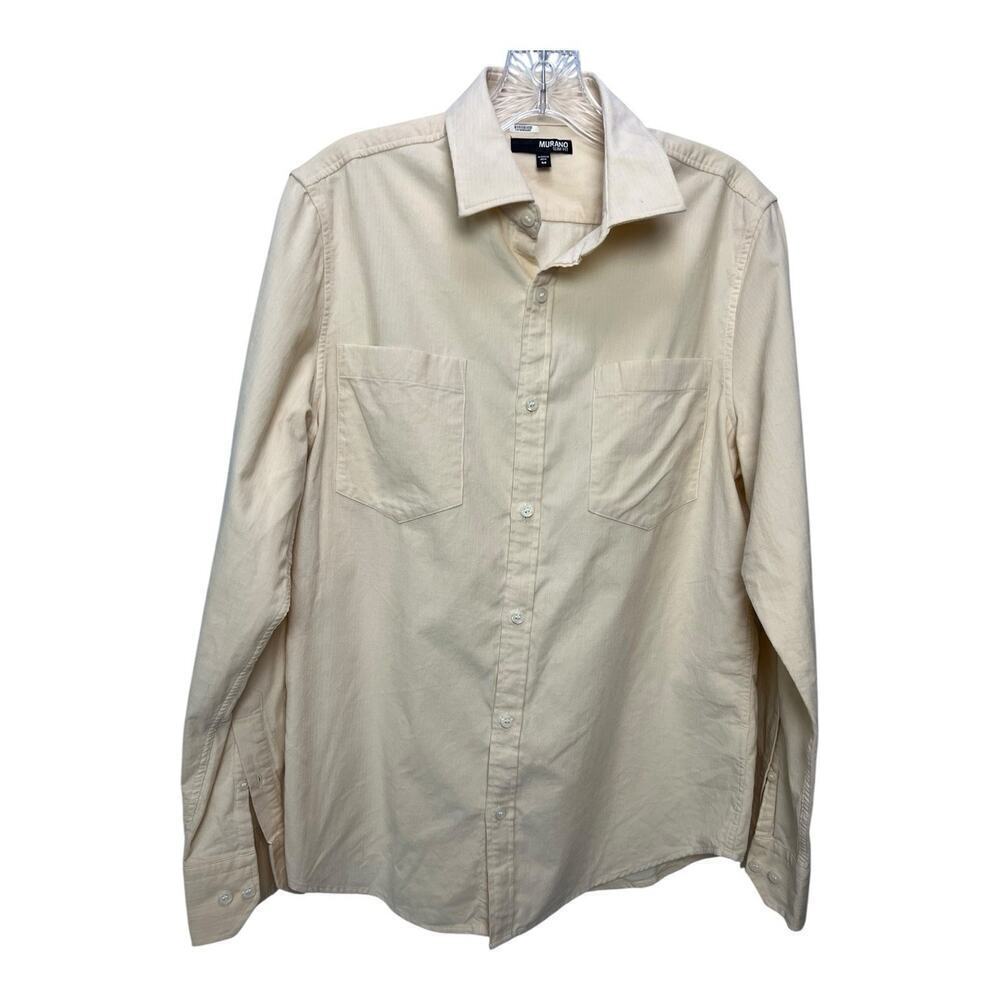 Mens Murano Long Sleeve Button Down Shirt Slim Fit Cotton Small